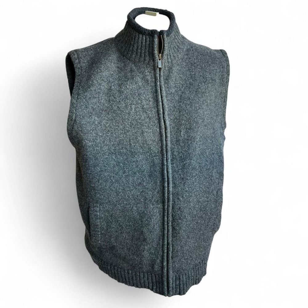 LL Bean Grey Wool Zip Up Vest Size Large Base Layer Gorpcore Outdoors
